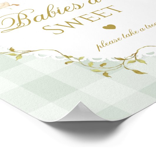 Silly Goose Babies are sweet Sage Green Gingham ポスター (角)