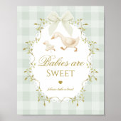Silly Goose Babies are sweet Sage Green Gingham ポスター (正面)