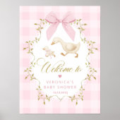 Silly Goose Baby Girl Shower Pink Gingham Welcome ポスター (正面)