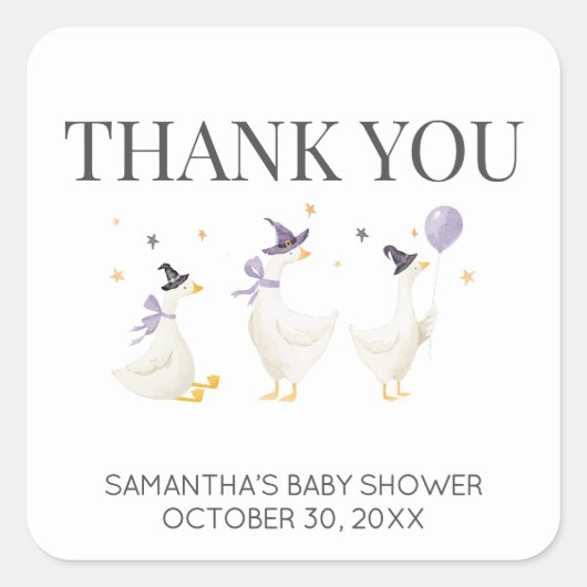 Silly Goose Baby Shower スクエアシール (正面)