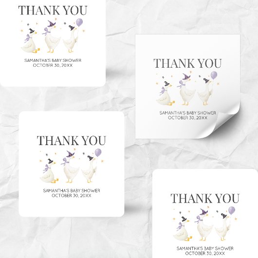 Silly Goose Baby Shower スクエアシール