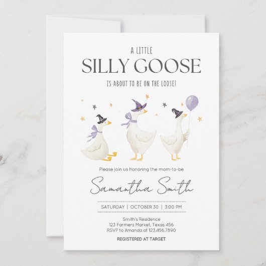 Silly Goose Baby Shower 招待状 (正面)