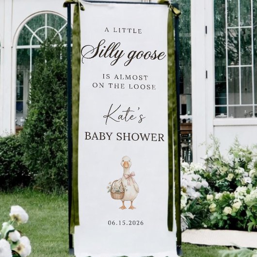 Silly Goose Baby Shower Banner, Personalized Goose 横断幕