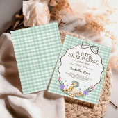 Silly Goose Baby Shower Green Gingham Neutral 招待状