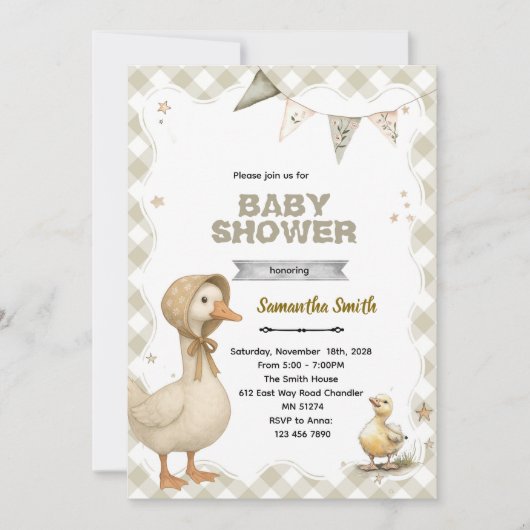 Silly Goose Baby Shower Invitation 招待状 (正面)