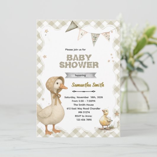 Silly Goose Baby Shower Invitation 招待状 (スタンド正面)