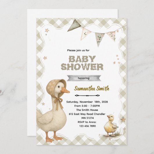 Silly Goose Baby Shower Invitation 招待状 (正面/裏面)