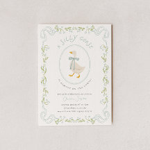 Silly Goose Baby Shower Invitation Blue Floral