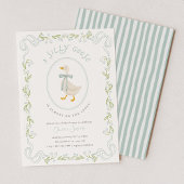 Silly Goose Baby Shower Invitation Blue Floral 招待状