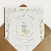 Silly Goose Baby Shower Invitation Blue Floral 招待状