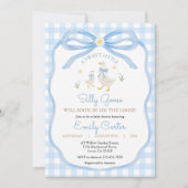 Silly Goose Baby Shower Invitation Blue Plaid 招待状 (正面)