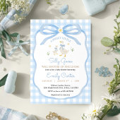 Silly Goose Baby Shower Invitation Blue Plaid 招待状