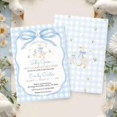 Silly Goose Baby Shower Invitation Blue Plaid 招待状