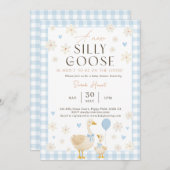 Silly Goose Baby Shower Invitation Boy, Blue Baby  招待状 (正面/裏面)