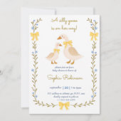 Silly Goose Baby Shower Invitation | Yellow Gingha 招待状 (正面)