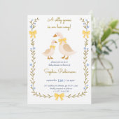 Silly Goose Baby Shower Invitation | Yellow Gingha 招待状 (スタンド正面)