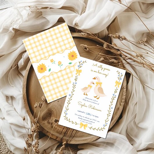 Silly Goose Baby Shower Invitation | Yellow Gingha 招待状