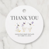 Silly Goose Baby Shower Round フェイバータグ (正面)