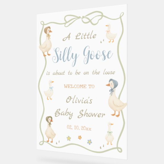 Silly Goose Baby Shower Welcome アクリルサイン (傾斜)