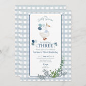 Silly Goose Birthday Any Age Blue Invitation 招待状 (正面/裏面)