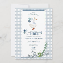 Silly Goose Birthday Any Age Blue Invitation 招待状