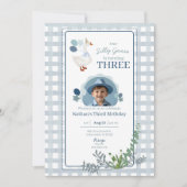 Silly Goose Birthday Any Age Blue Photo 招待状 (正面)