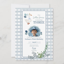 Silly Goose Birthday Any Age Blue Photo 招待状