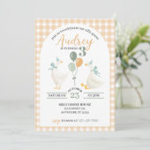 Silly Goose Birthday Invitation | Watercolor Plaid カード (スタンド正面)