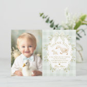 Silly Goose Birthday Sage Gingham Thank you card 招待状 (スタンド正面)