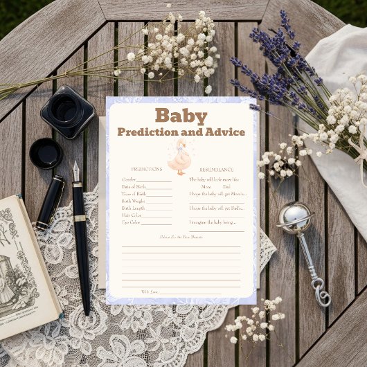 Silly Goose Blue Baby Predictions & Advice Card 招待状