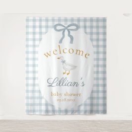 Silly Goose Blue Baby Shower Welcome Backdrop タペストリー