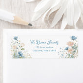 Silly Goose Blue Botanical Return Address Label ラベル (インサイチュ)