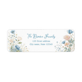 Silly Goose Blue Botanical Return Address Label ラベル