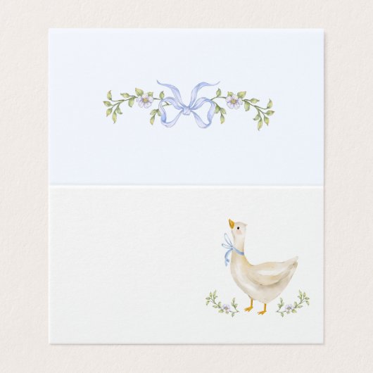 Silly Goose Blue Bow Baby Shower place card (外部フラット)