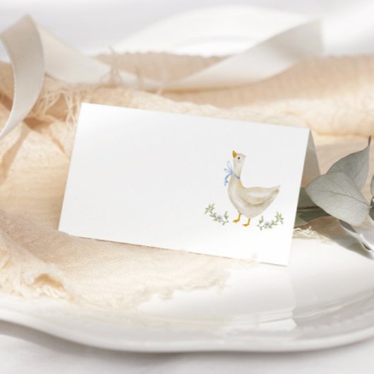Silly Goose Blue Bow Baby Shower place card