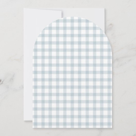 Silly Goose Blue Bow Duck Gingham Baby Shower Arch 招待状 (裏面)