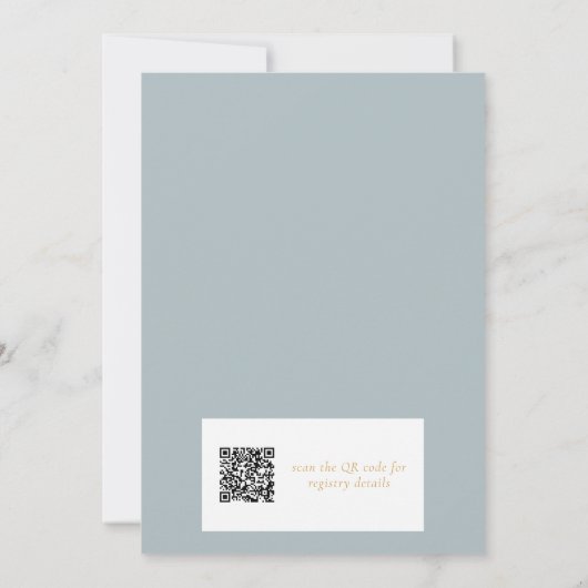 Silly Goose Blue Bow Gingham Baby Shower QR Code 招待状 (裏面)