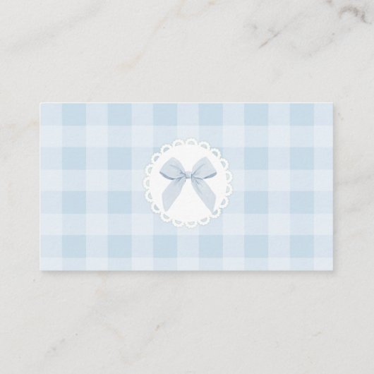 Silly Goose Blue Bow Gingham Diaper raffle ticket エンクロージャーカード (裏面)