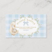 Silly Goose Blue Bow Gingham Diaper raffle ticket エンクロージャーカード (正面)