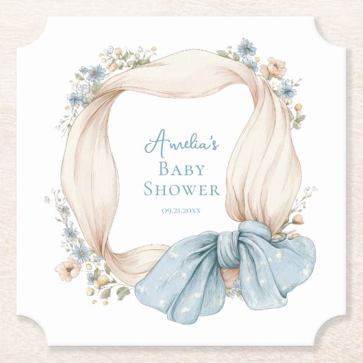 Silly Goose Blue Floral Paper Coaster ペーパーコースター (正面)