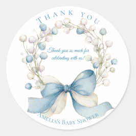 Silly Goose Blue Floral Round Favor Sticker ラウンドシール
