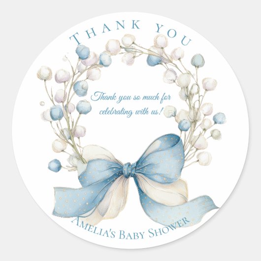 Silly Goose Blue Floral Round Favor Sticker ラウンドシール (正面)