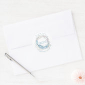 Silly Goose Blue Floral Round Thank You Sticker ラウンドシール (封筒)
