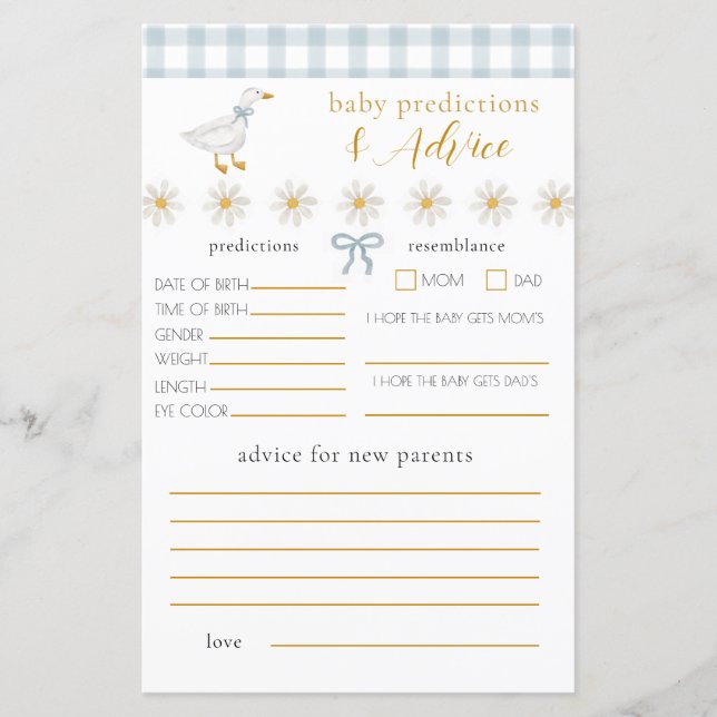 Silly Goose Blue Gingham Baby Advice Prediction (正面)