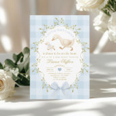 Silly Goose Blue Gingham Baby Boy Shower 招待状