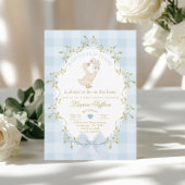 Silly Goose Blue Gingham Baby Boy Shower 招待状
