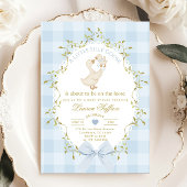 Silly Goose Blue Gingham Baby Boy Shower 招待状