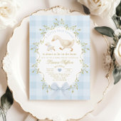 Silly Goose Blue Gingham Baby Boy Shower 招待状