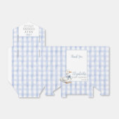 Silly Goose Blue Gingham Baby Shower フェイバーボックス (折り畳みなし)