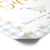 Silly Goose Blue Gingham Baby Shower Gift Table ポスター (角)